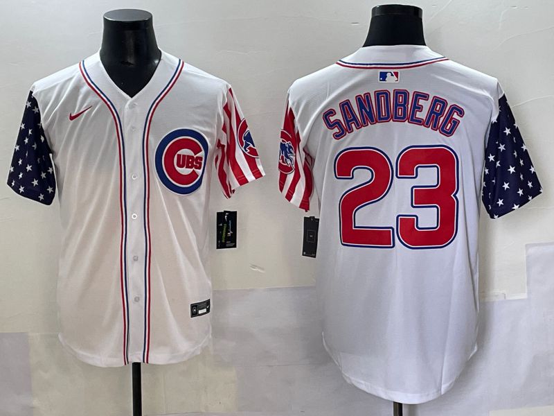 Men 2025 Chicago Cubs #23 Sandberg White a generation of national flags Joint Name Nike MLB Jersey style 2